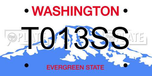 T013SS Washington License Plate