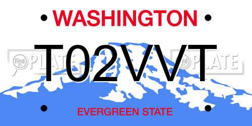 T02VVT Washington License Plate