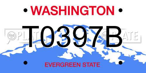 T0397B Washington License Plate