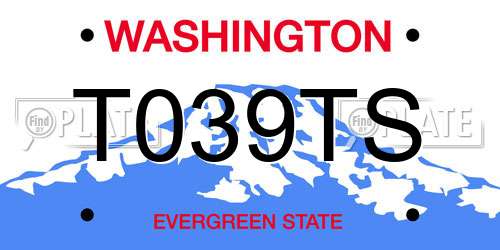 T039TS Washington License Plate