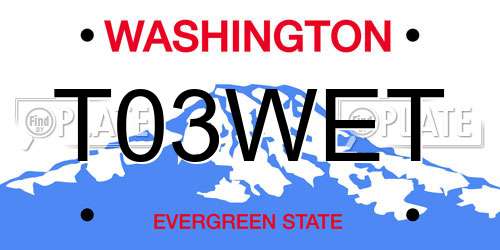 T03WET Washington License Plate