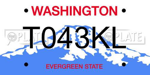 T043KL Washington License Plate