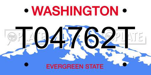 T04762T Washington License Plate