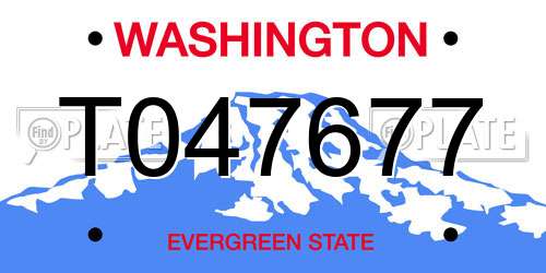 T047677 Washington License Plate