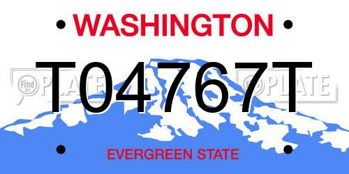T04767T Washington License Plate