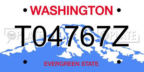 T04767Z Washington License Plate
