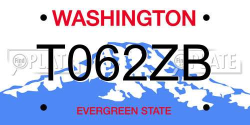 T062ZB Washington License Plate