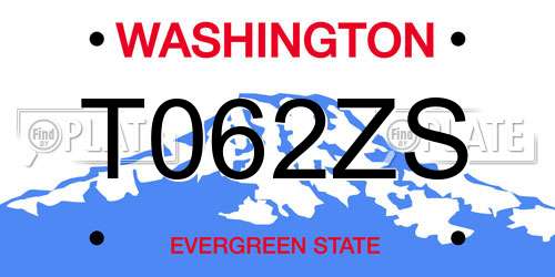 T062ZS Washington License Plate