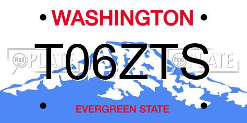 T06ZTS Washington License Plate