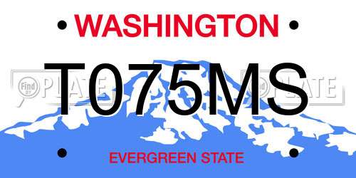 T075MS Washington License Plate