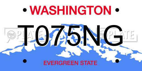 T075NG Washington License Plate
