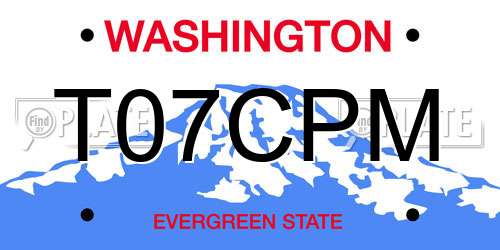 T07CPM Washington License Plate