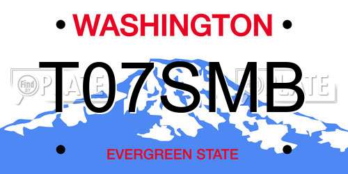 T07SMB Washington License Plate