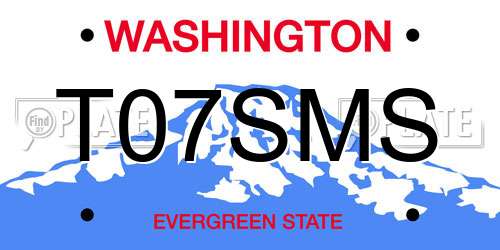T07SMS Washington License Plate