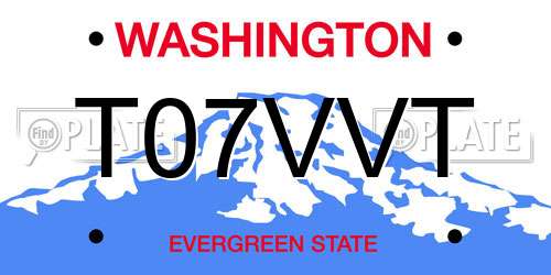 T07VVT Washington License Plate