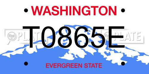 T0865E Washington License Plate