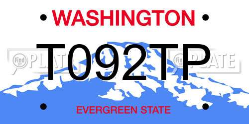 T092TP Washington License Plate