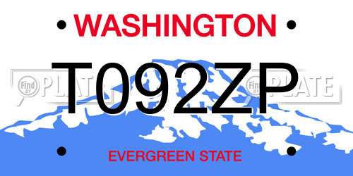 T092ZP Washington License Plate