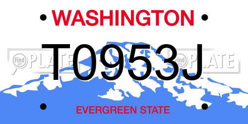 T0953J Washington License Plate