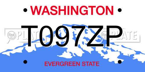 T097ZP Washington License Plate