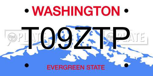 T09ZTP Washington License Plate