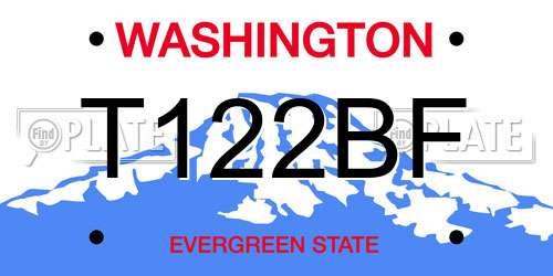 T122BF Washington License Plate
