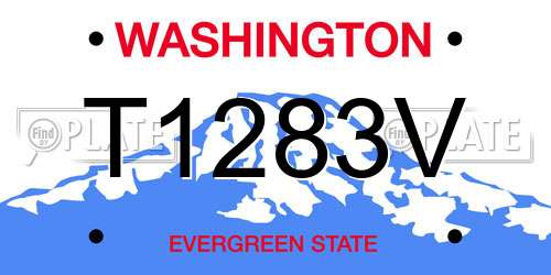 T1283V Washington License Plate