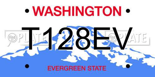 T128EV Washington License Plate