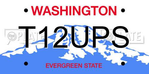 T12UPS Washington License Plate