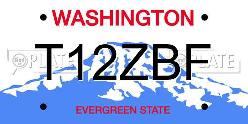 T12ZBF Washington License Plate