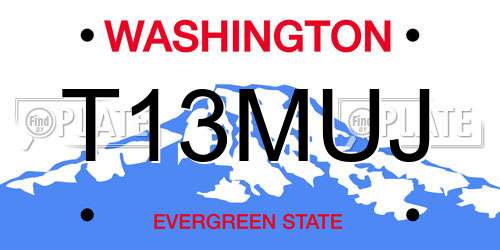 T13MUJ Washington License Plate