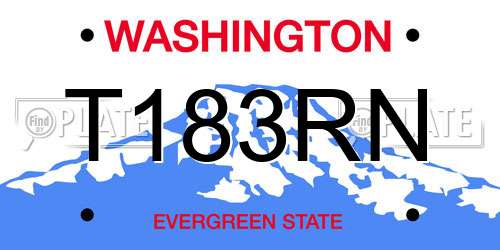 T183RN Washington License Plate