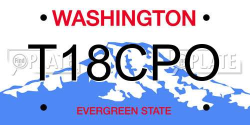 T18CPO Washington License Plate