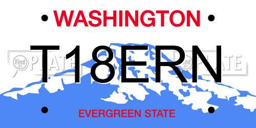 T18ERN Washington License Plate
