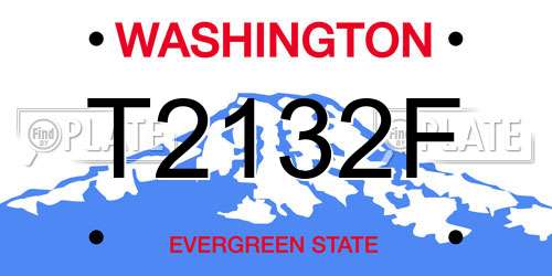 T2132F Washington License Plate