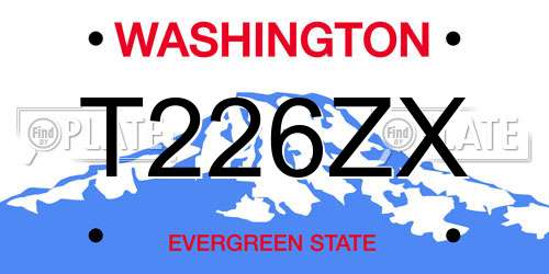T226ZX Washington License Plate