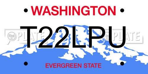 T22LPU Washington License Plate