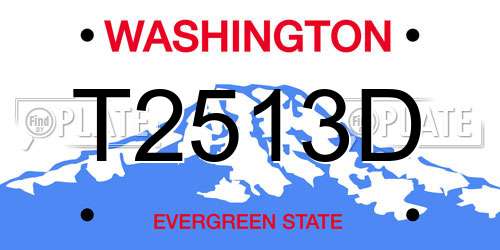 T2513D Washington License Plate