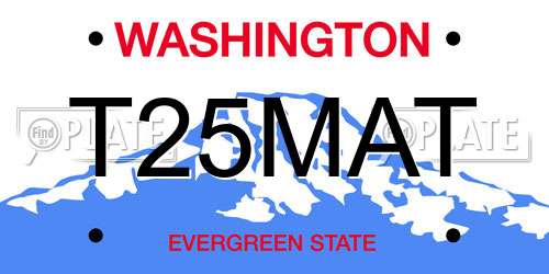 T25MAT Washington License Plate