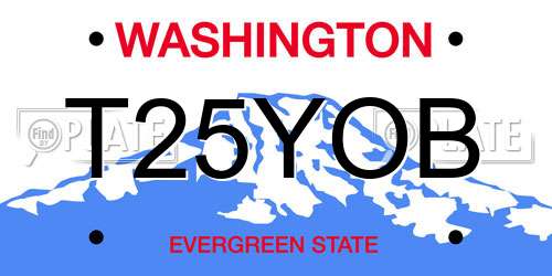 T25YOB Washington License Plate