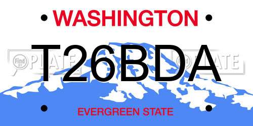 T26BDA Washington License Plate