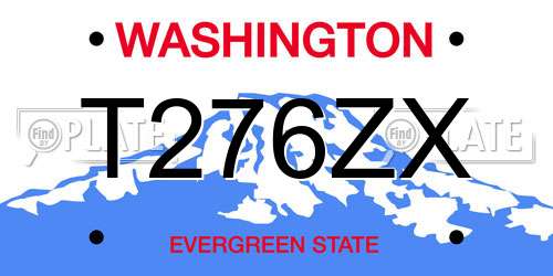T276ZX Washington License Plate