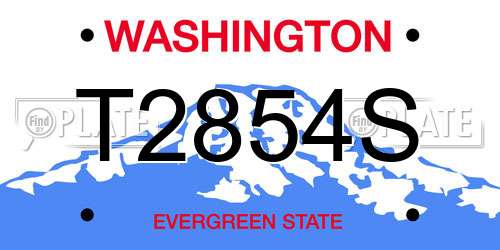 T2854S Washington License Plate