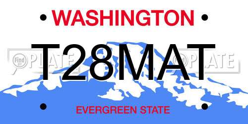T28MAT Washington License Plate