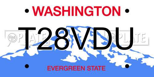 T28VDU Washington License Plate