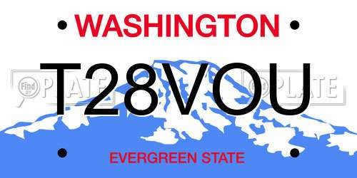 T28VOU Washington License Plate