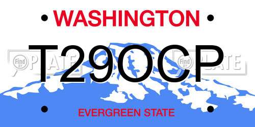 T29OCP Washington License Plate