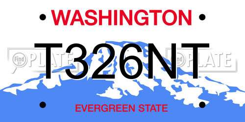 T326NT Washington License Plate