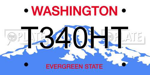 T340HT Washington License Plate