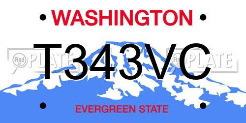 T343VC Washington License Plate